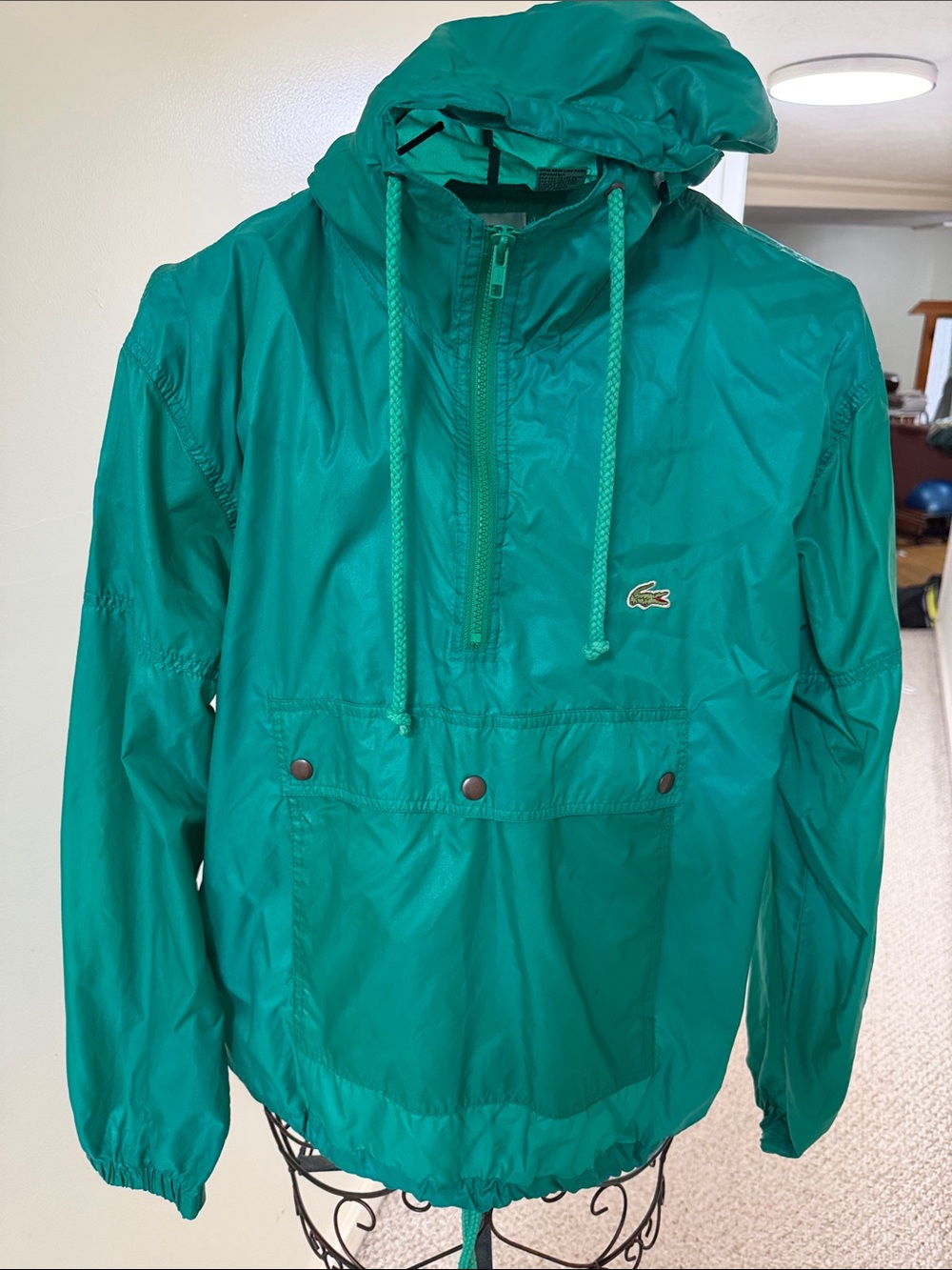 Vintage Lacoste Green Hooded Half-Zip Windbreaker Pullover